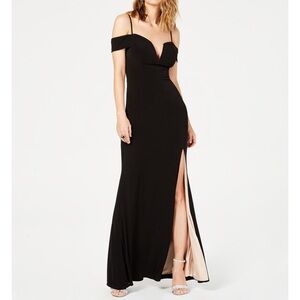 City Studio Black Maxi dress Slit off shoulder